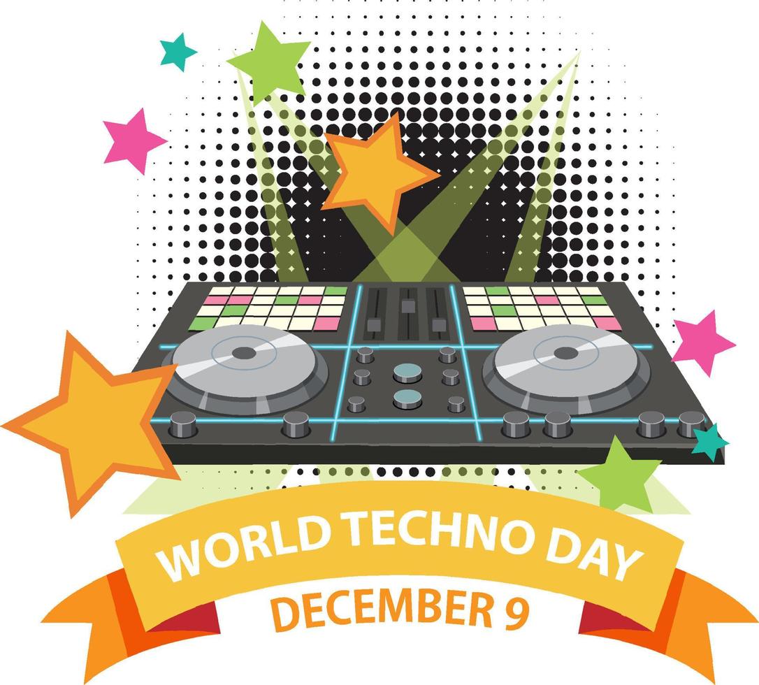 wereld techno dag tekst banier ontwerp vector