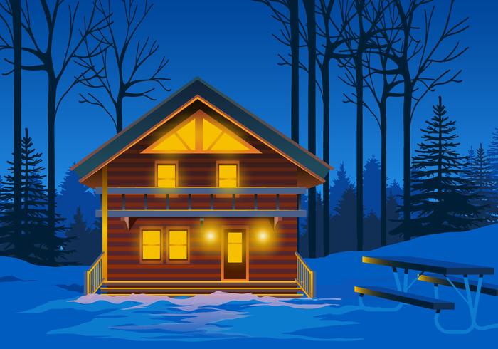 Alpine Chalet at Night Vector