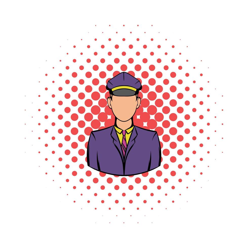 spoorman in uniform icoon, comics stijl vector