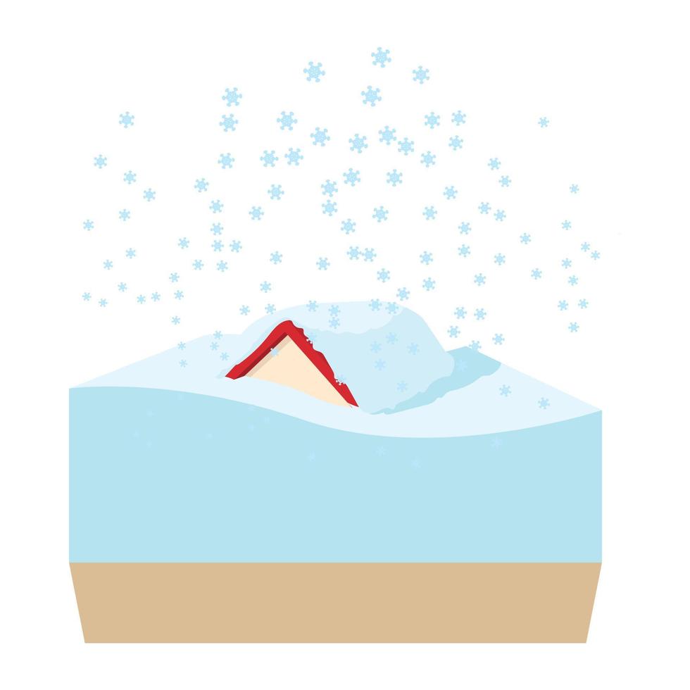 huis gedekt met een sneeuw icoon, tekenfilm stijl vector