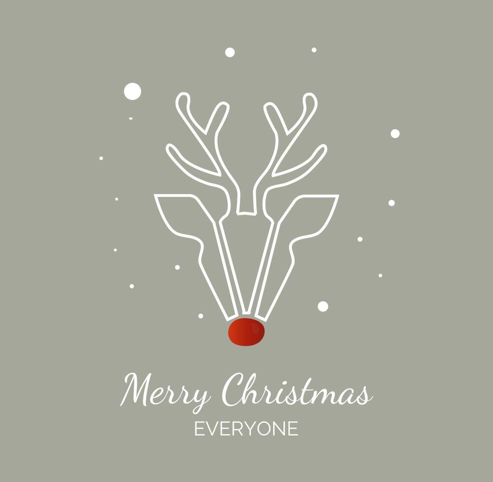 Kerstmis kaart in een minimalistische stijl met de silhouet van een Rudolph hert vector