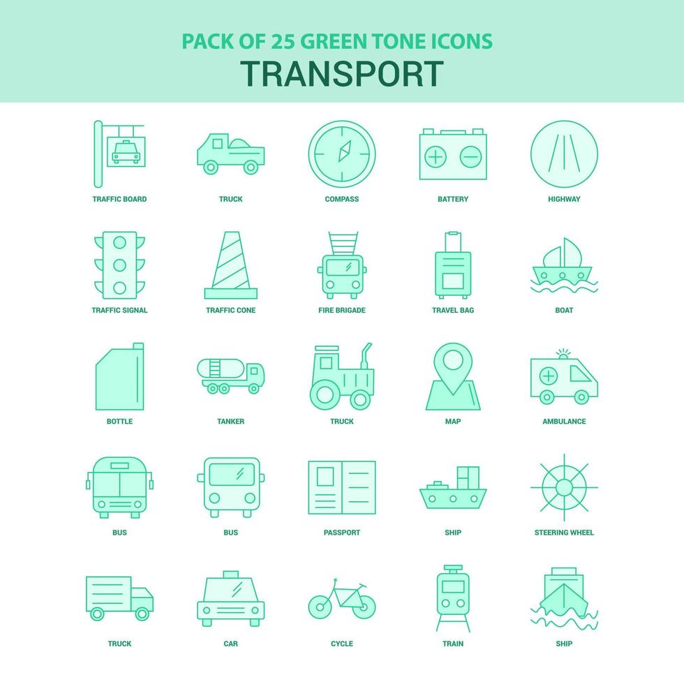 25 groen vervoer icoon reeks vector