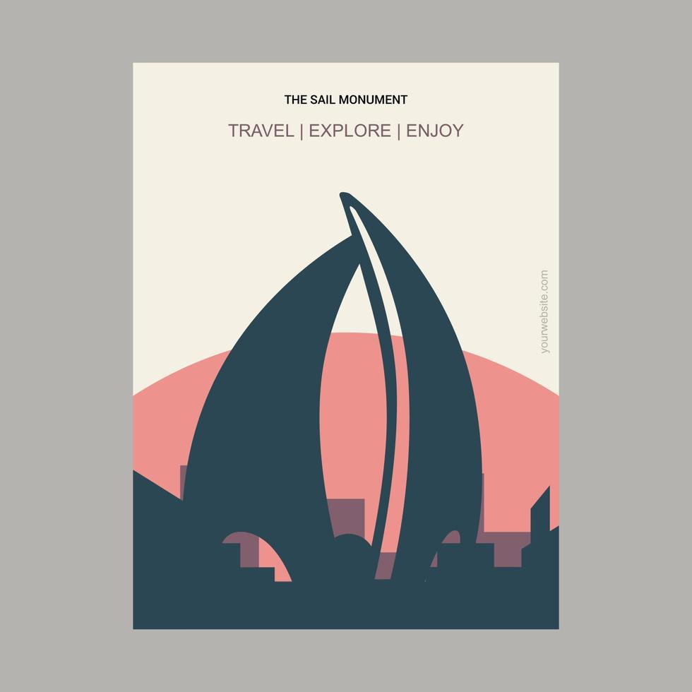 de zeil monument manama Bahrein wijnoogst stijl mijlpaal poster sjabloon vector