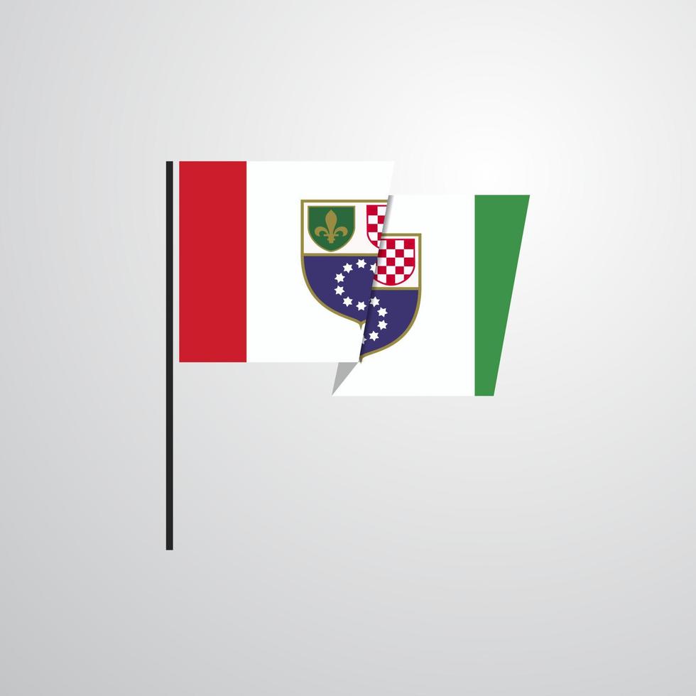 Bosnië en herzegovina golvend vlag ontwerp vector