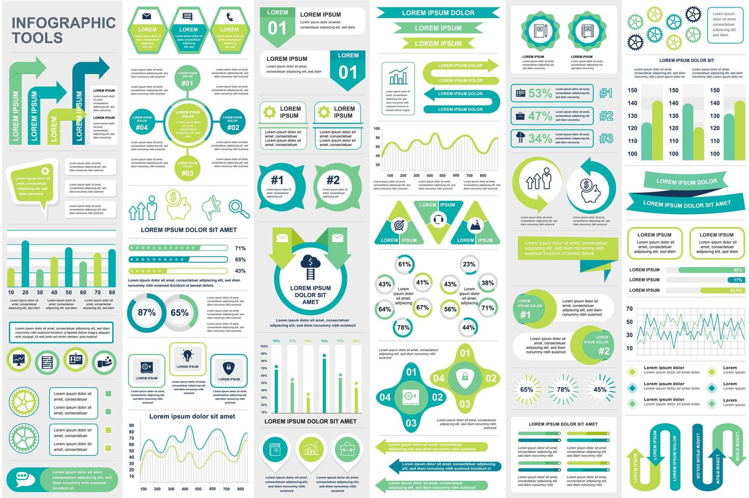 kleurrijke infographic elementen data visualisatie bundel vector