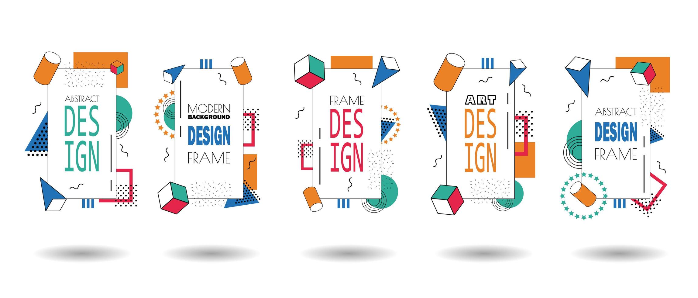 set minimale geometrische vormframes van Memphis vector