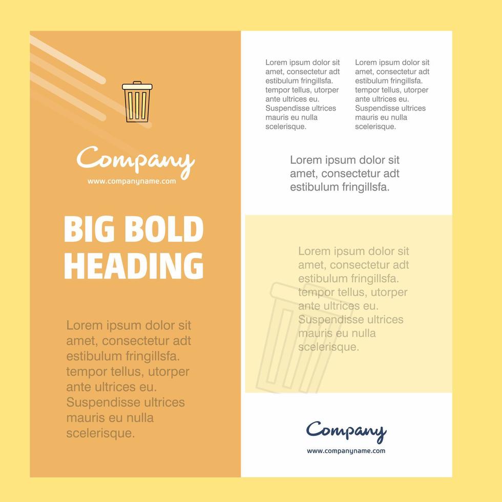 vuilnisbak bedrijf bedrijf poster sjabloon met plaats voor tekst en afbeeldingen vector achtergrond