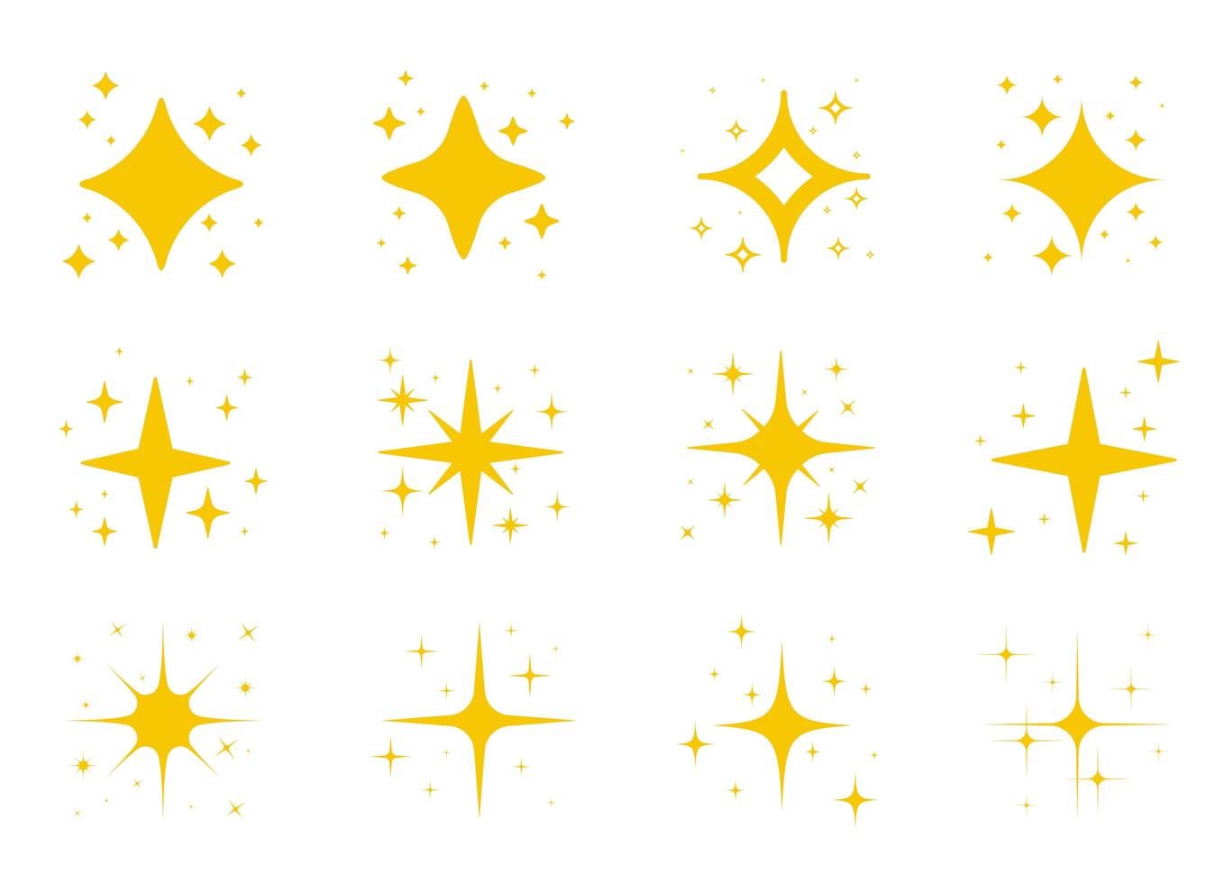 geel licht fonkelende glinsterende sterren vector