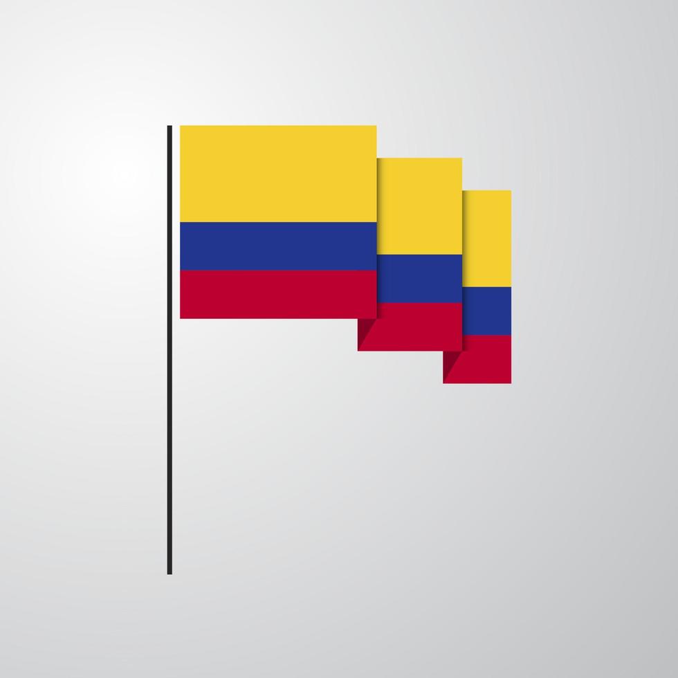 Colombia golvend vlag creatief achtergrond vector
