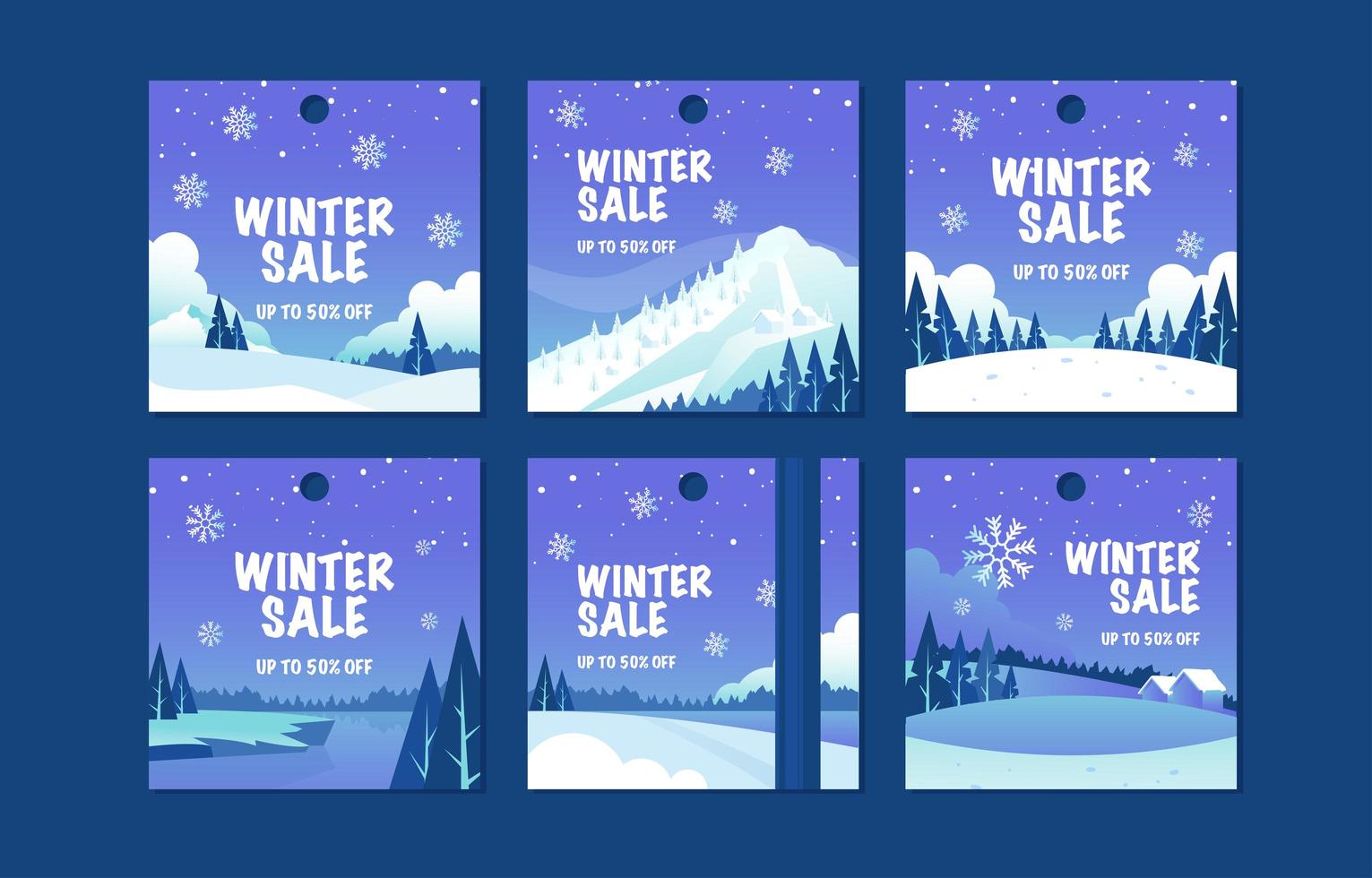winterseizoen verkoop label tag met oudoor landschap vector