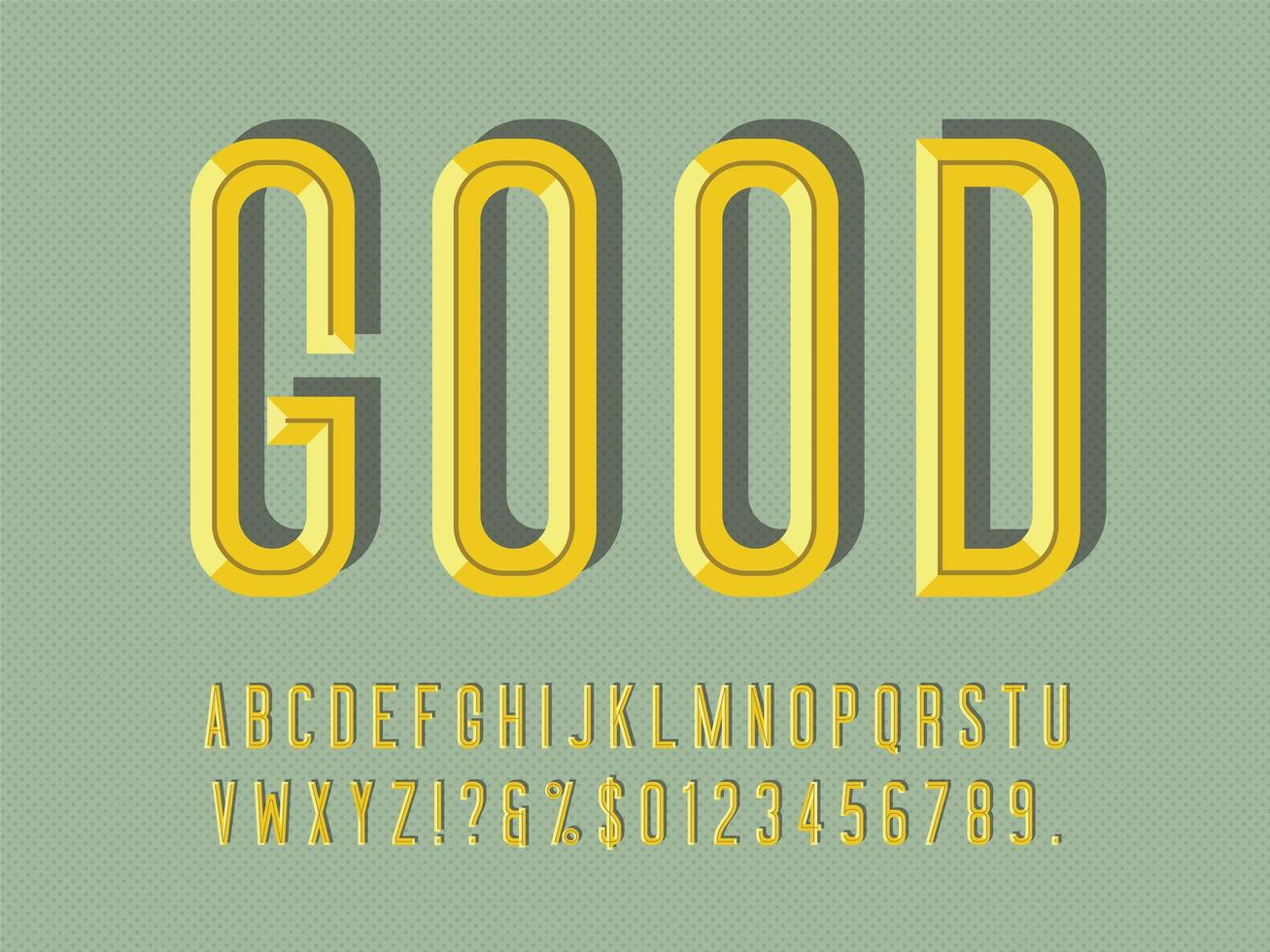 gecondenseerd afgeschuind 3D-display lettertype vector