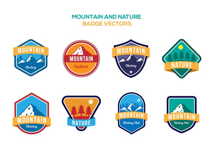 Gratis Mountain and Nature Badge Vectoren