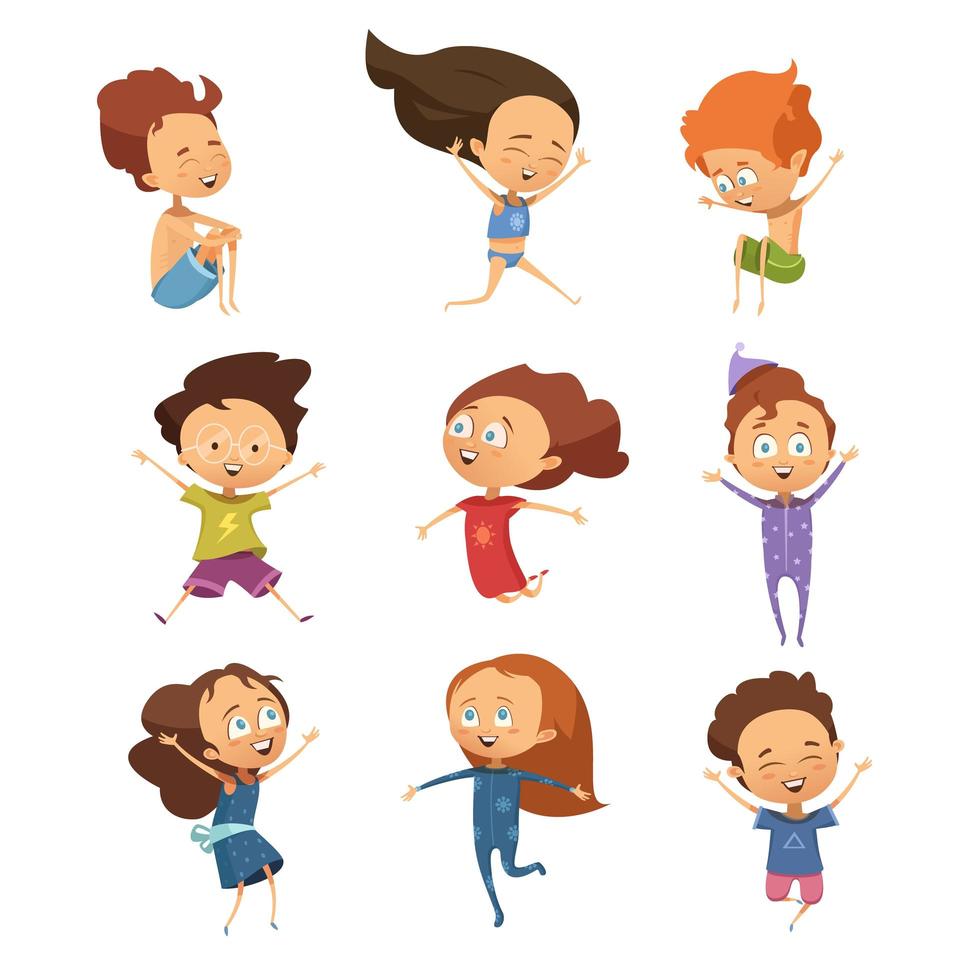 set cartoon kinderen springen vector