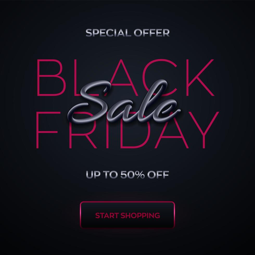 zwarte en roze satijnen tekst zwarte vrijdag verkoop banner vector