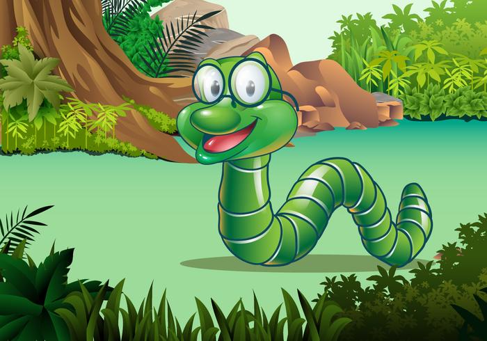 Cute Earthworm Vector Character