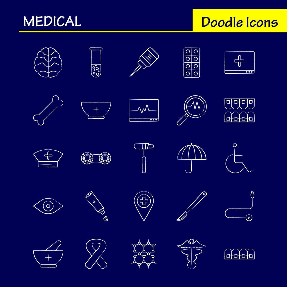 medisch hand- getrokken pictogrammen reeks voor infographics mobiel uxui uitrusting en afdrukken ontwerp omvatten dna wetenschap medisch laboratorium eerste steun doos medisch eps 10 vector