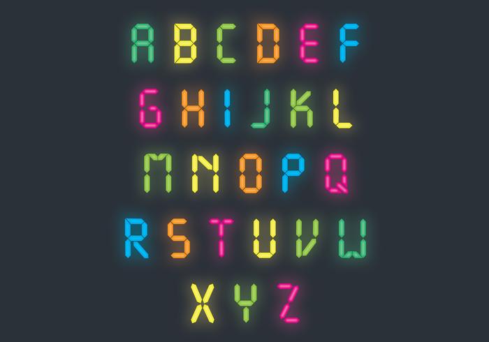 Bright Neon Letter Vector Pack