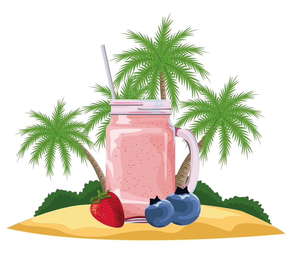 tropisch fruit en smoothiedrank vector