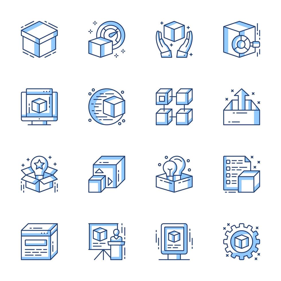 productlancering lijntekeningen icon set vector