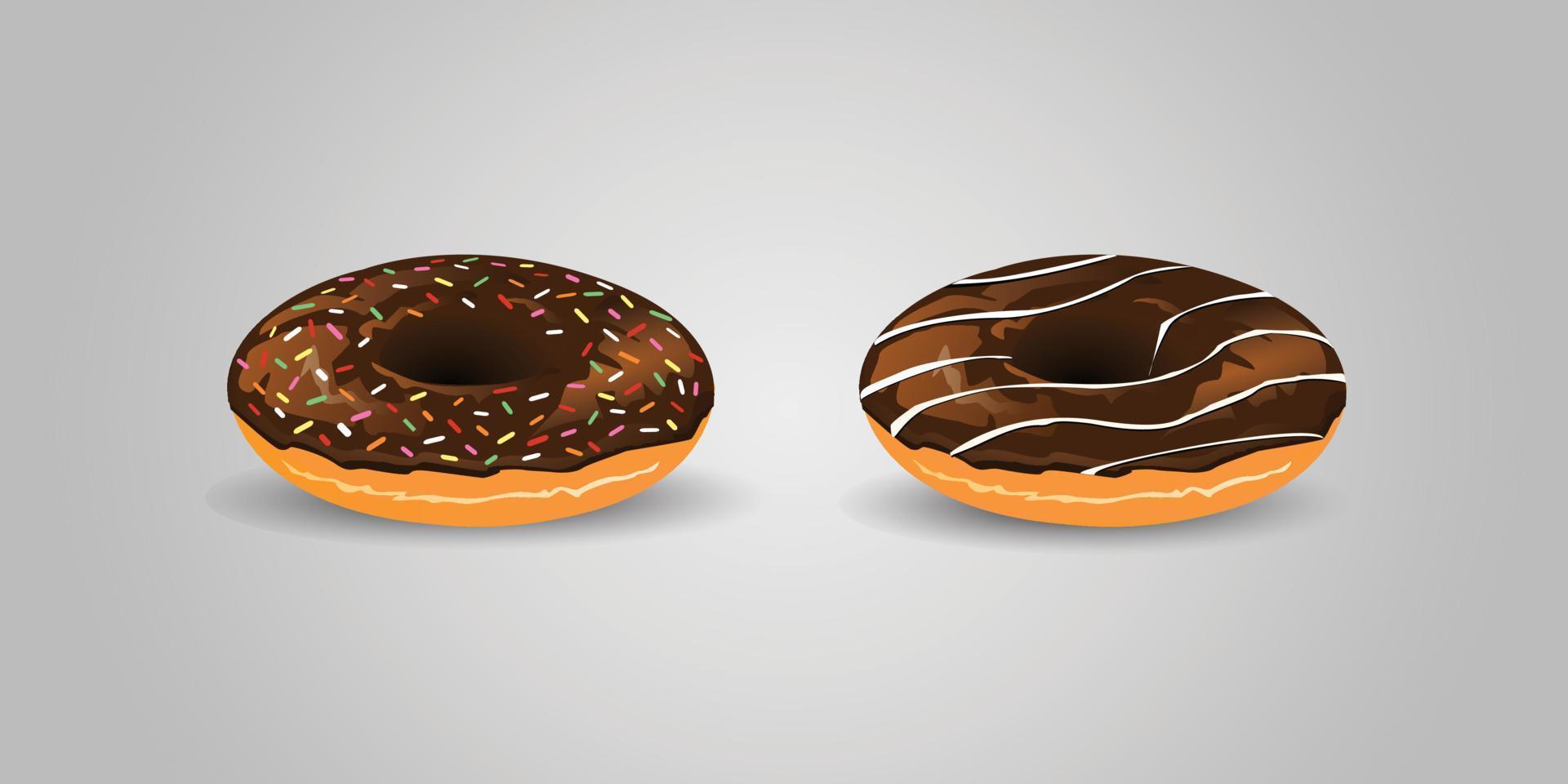 chocola donut vector reeks geïsoleerd Aan achtergrond. donut verzameling. zoet suiker suikerglazuur donuts. breken tijd met witte donuts top visie. schattig pastel donuts zoet zomer desserts