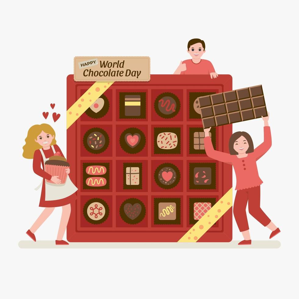 chocolade dag geschenkdoos concept vector