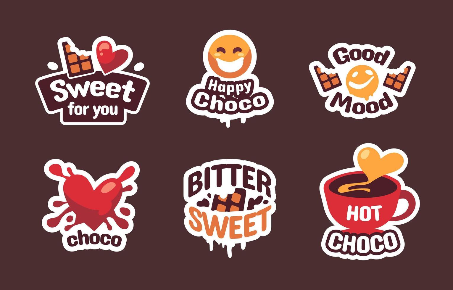 chocolade dag liefde sticker vector