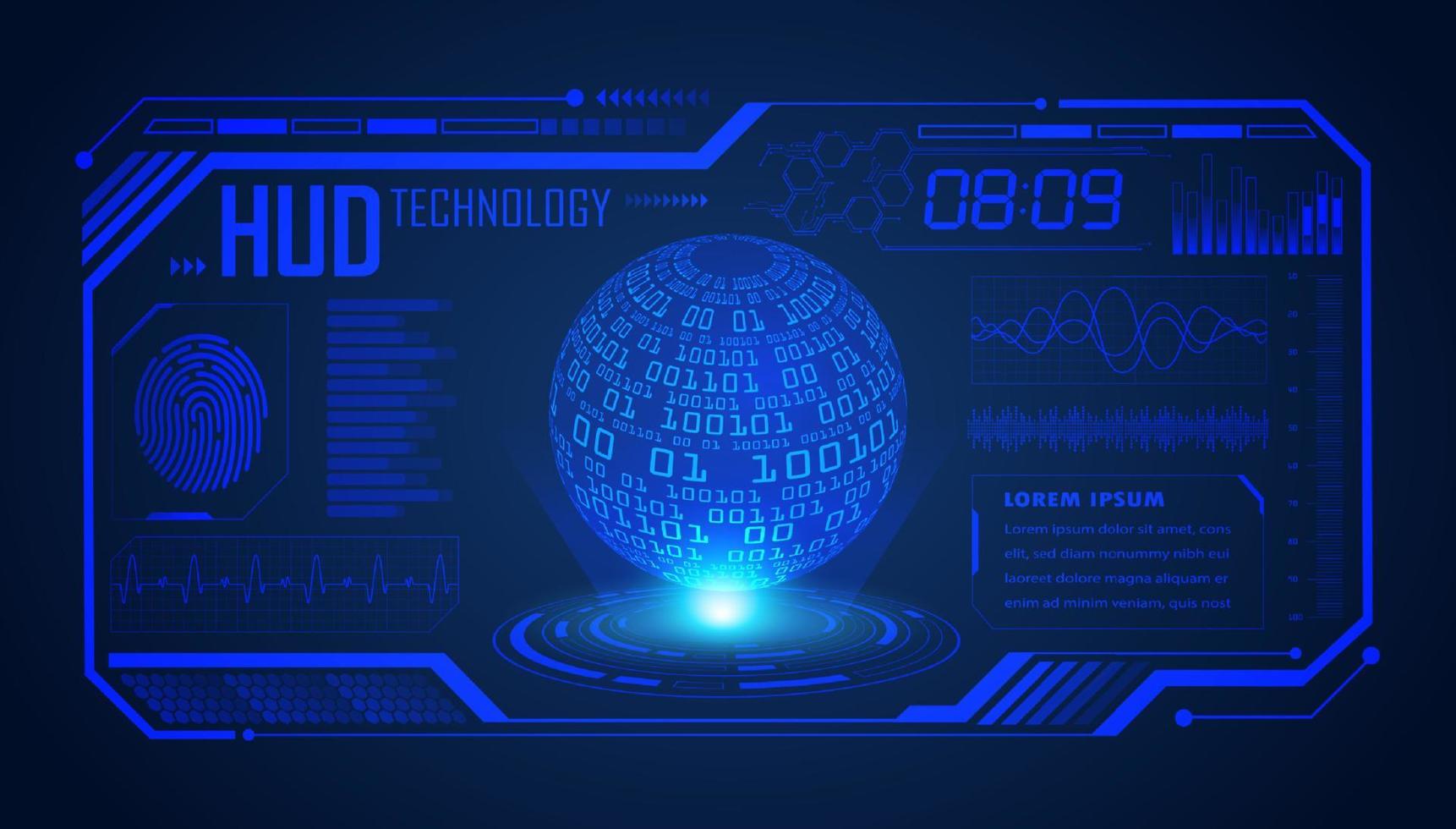 modern hud technologie scherm achtergrond met blauw wereldbol vector