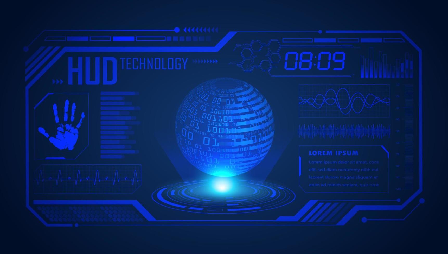 modern hud technologie scherm achtergrond met blauw wereldbol vector
