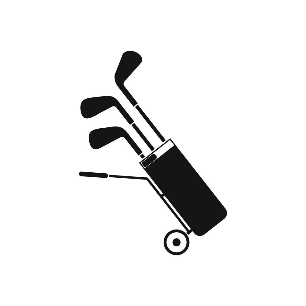 een op wielen golf zak vol van golf Clubs icoon vector