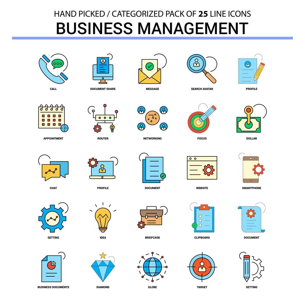 bedrijf beheer vlak lijn icoon reeks bedrijf concept pictogrammen ontwerp vector