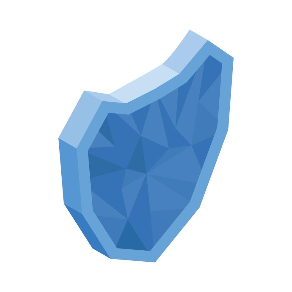 blauw glas schild icoon, isometrische 3d stijl vector