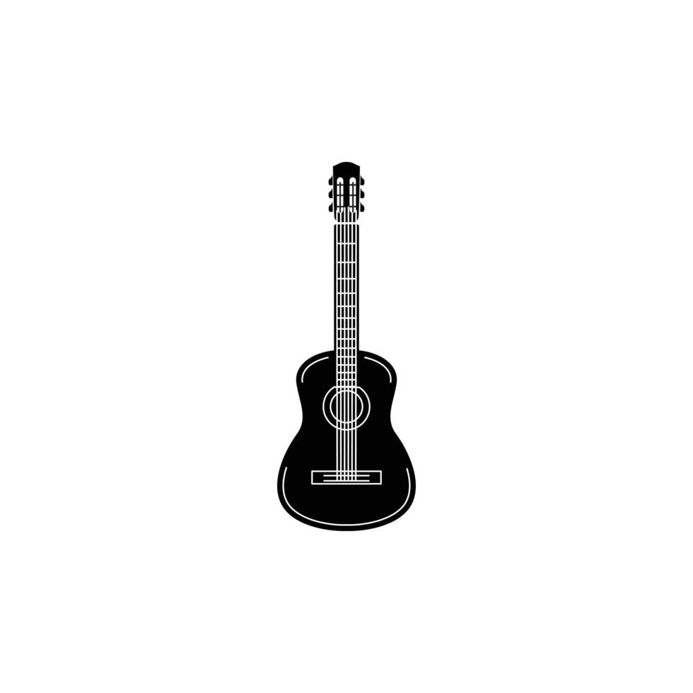 akoestisch gitaar icoon, zwart gemakkelijk stijl vector