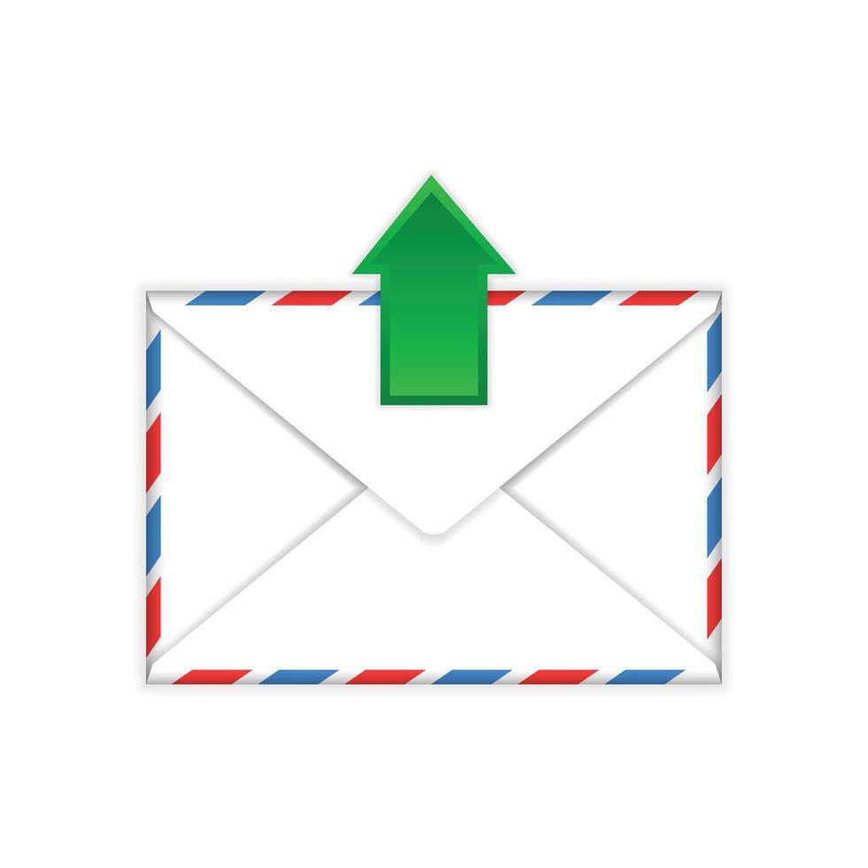 envelop met uitgaand bericht teken vlak icoon vector