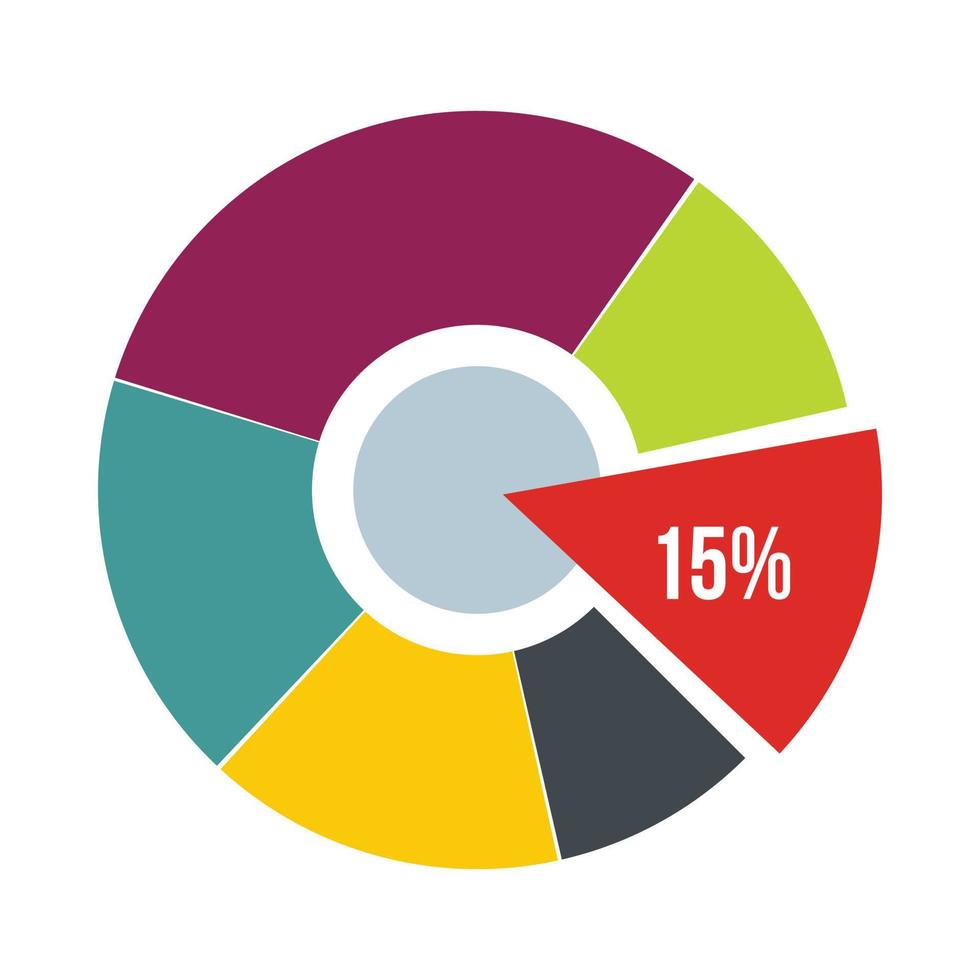 kleurrijk percentage diagram icoon, vlak stijl vector