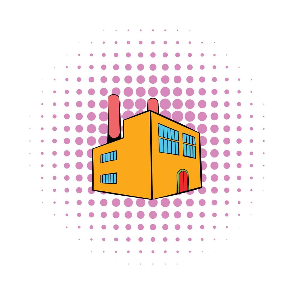 fabriek gebouw icoon, comics stijl vector