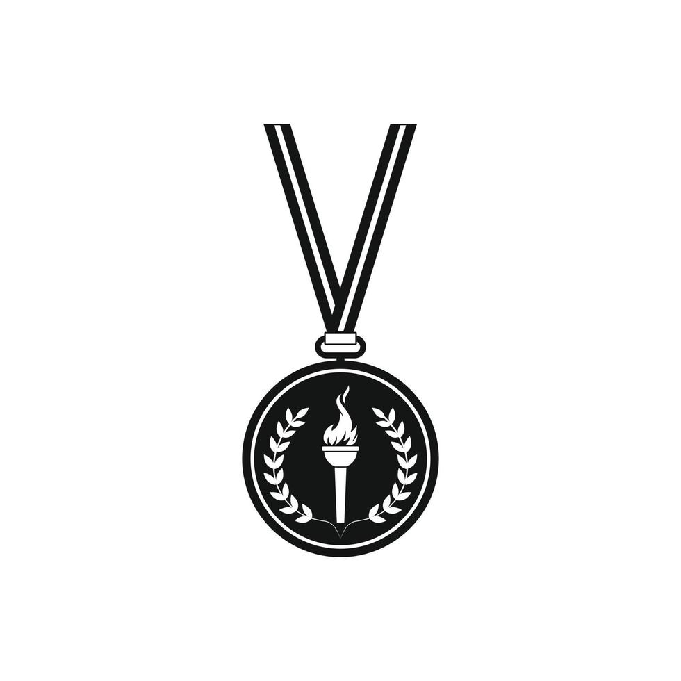 medaille met brandend fakkel Aan lint vector