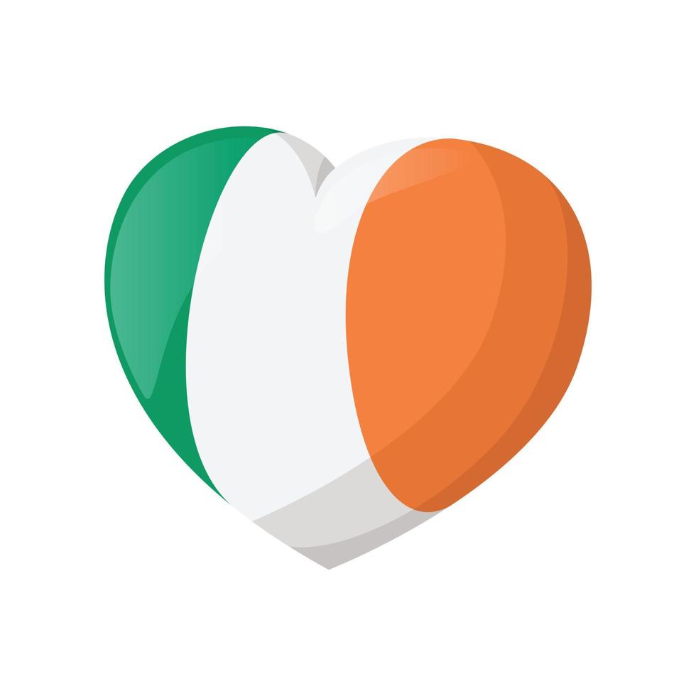 hart in Iers kleuren tekenfilm icoon vector