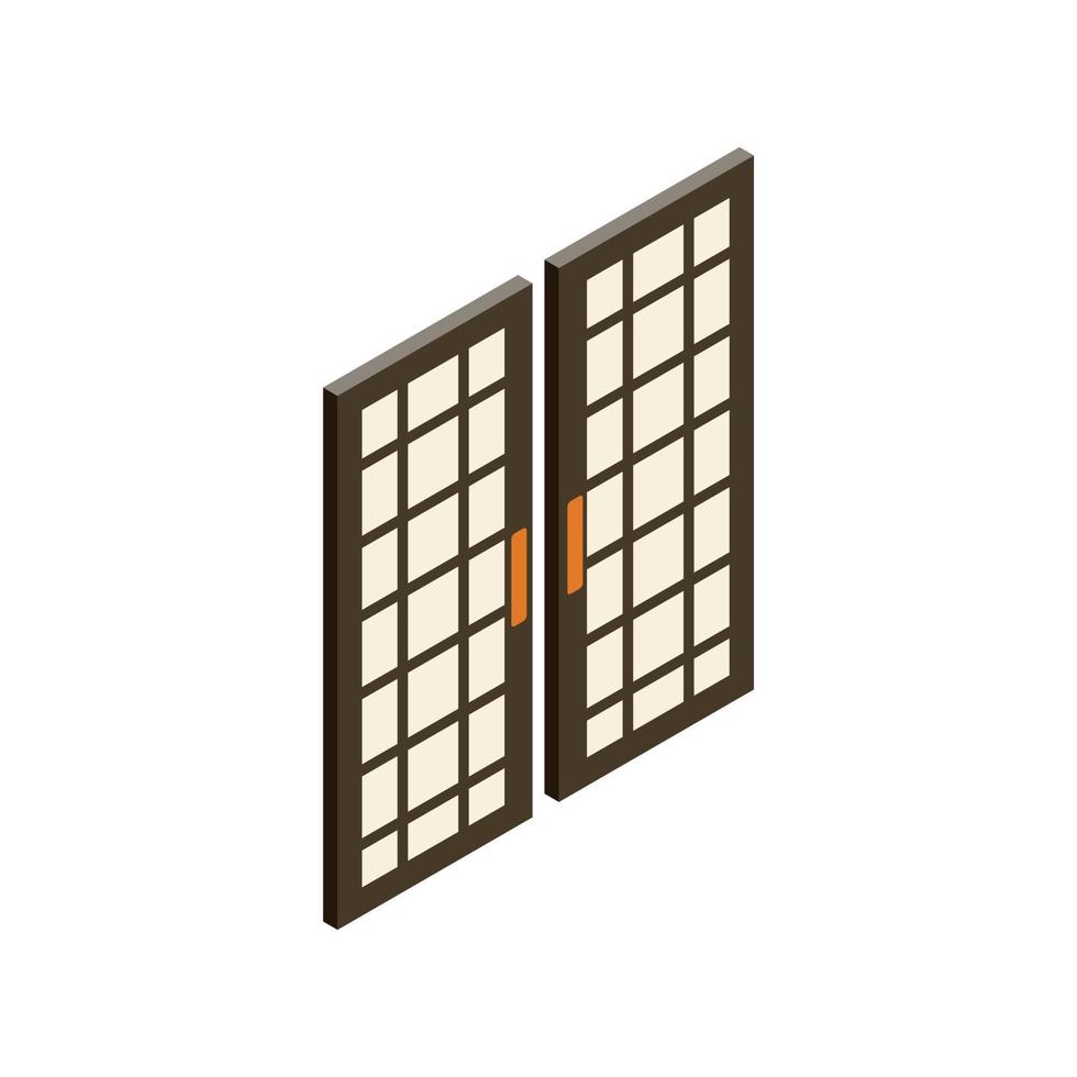 Japans stijl deuren icoon, isometrische 3d stijl vector