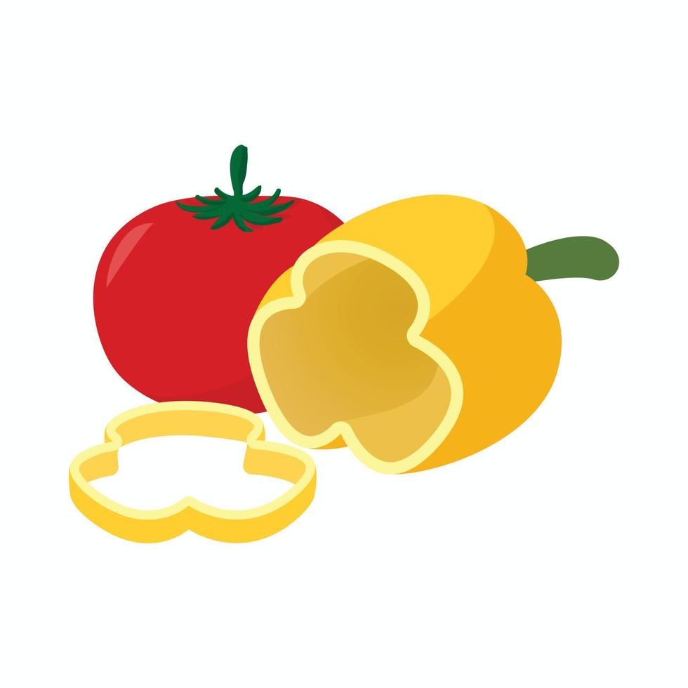 tomaat en peper icoon, tekenfilm stijl vector