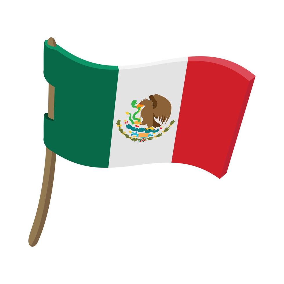 vlag van Mexico icoon, tekenfilm stijl vector