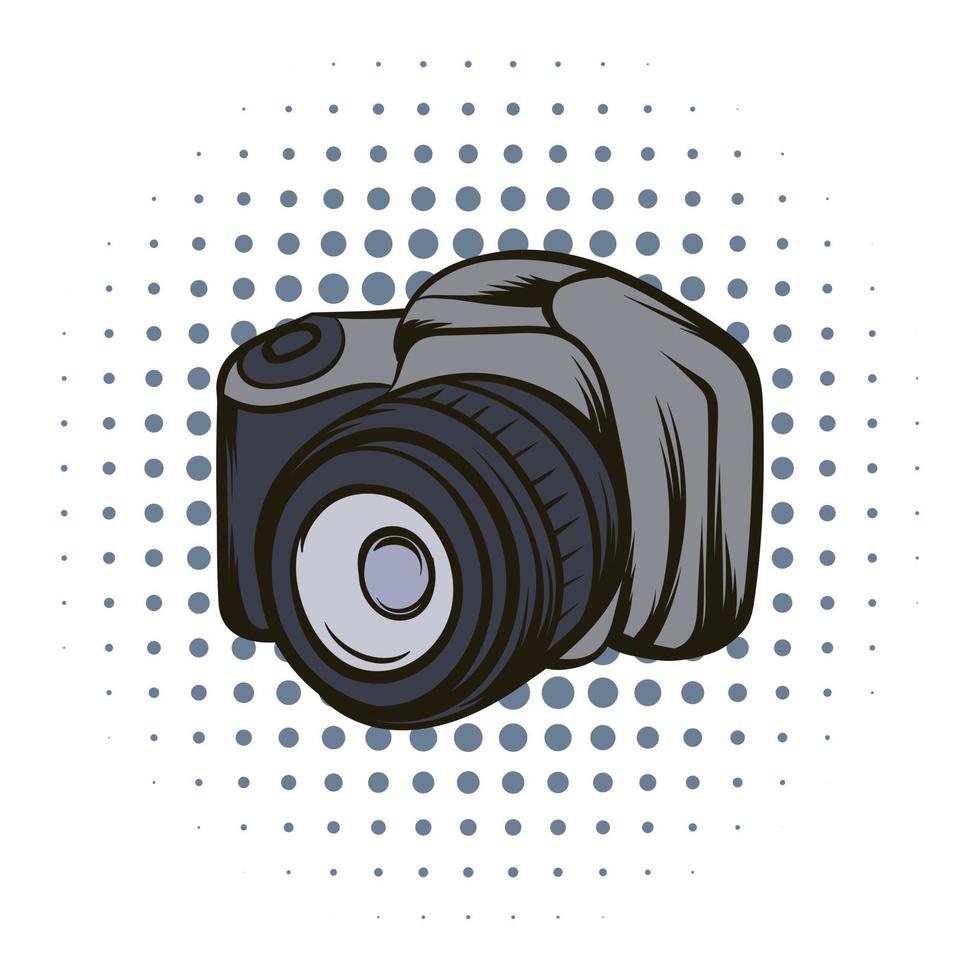 zwart camera comics icoon vector