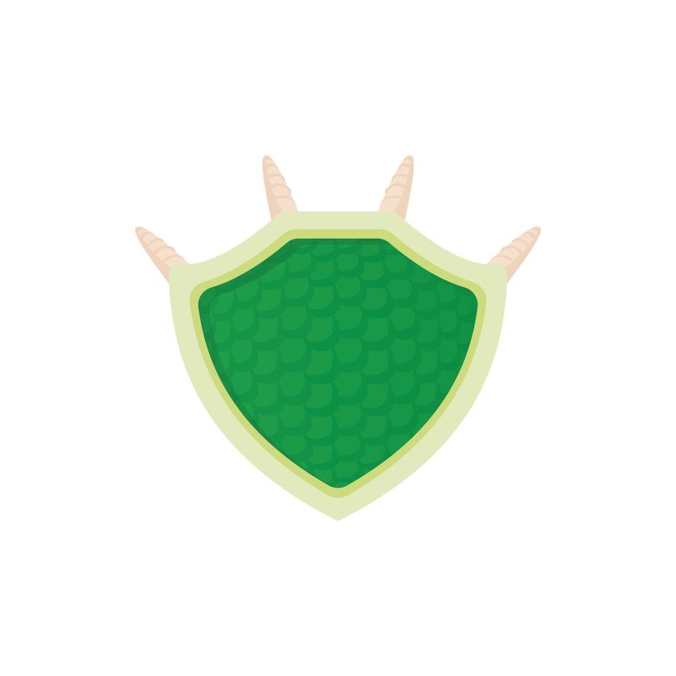 groen beschermend schild icoon, tekenfilm stijl vector