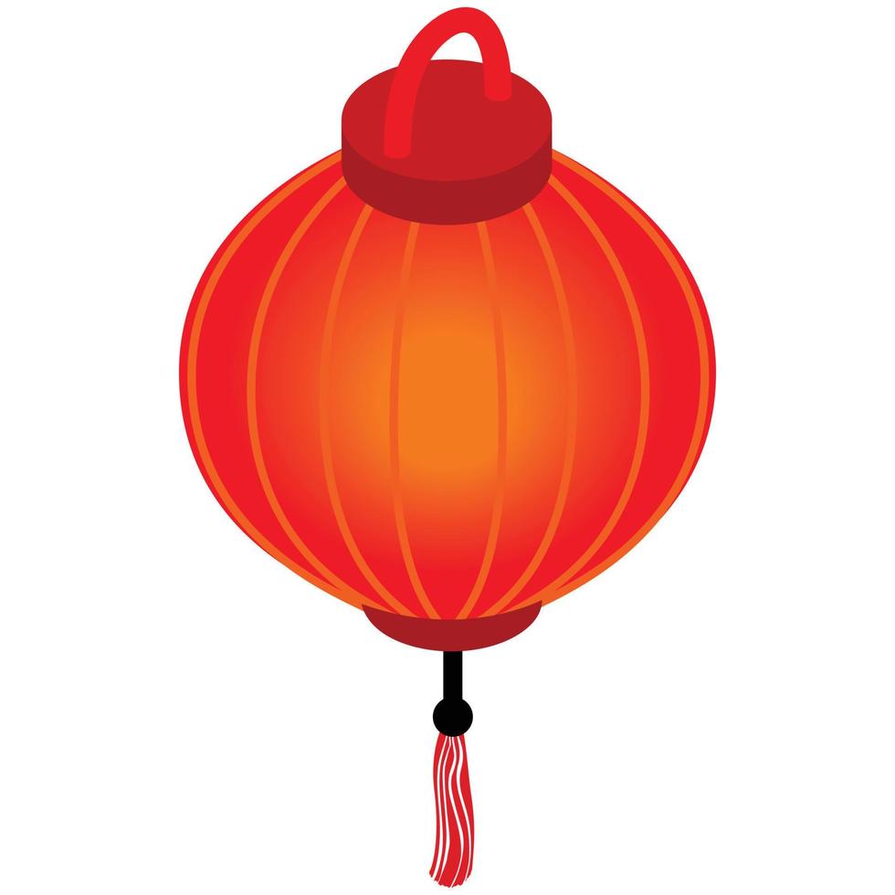 rood Chinese lantaarn icoon, isometrische 3d stijl vector