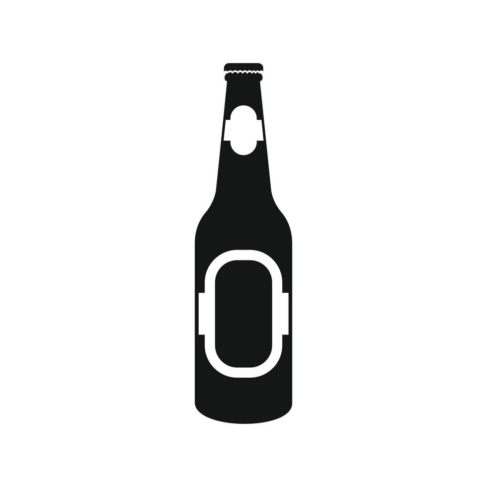 zwart fles van bier icoon, gemakkelijk stijl vector