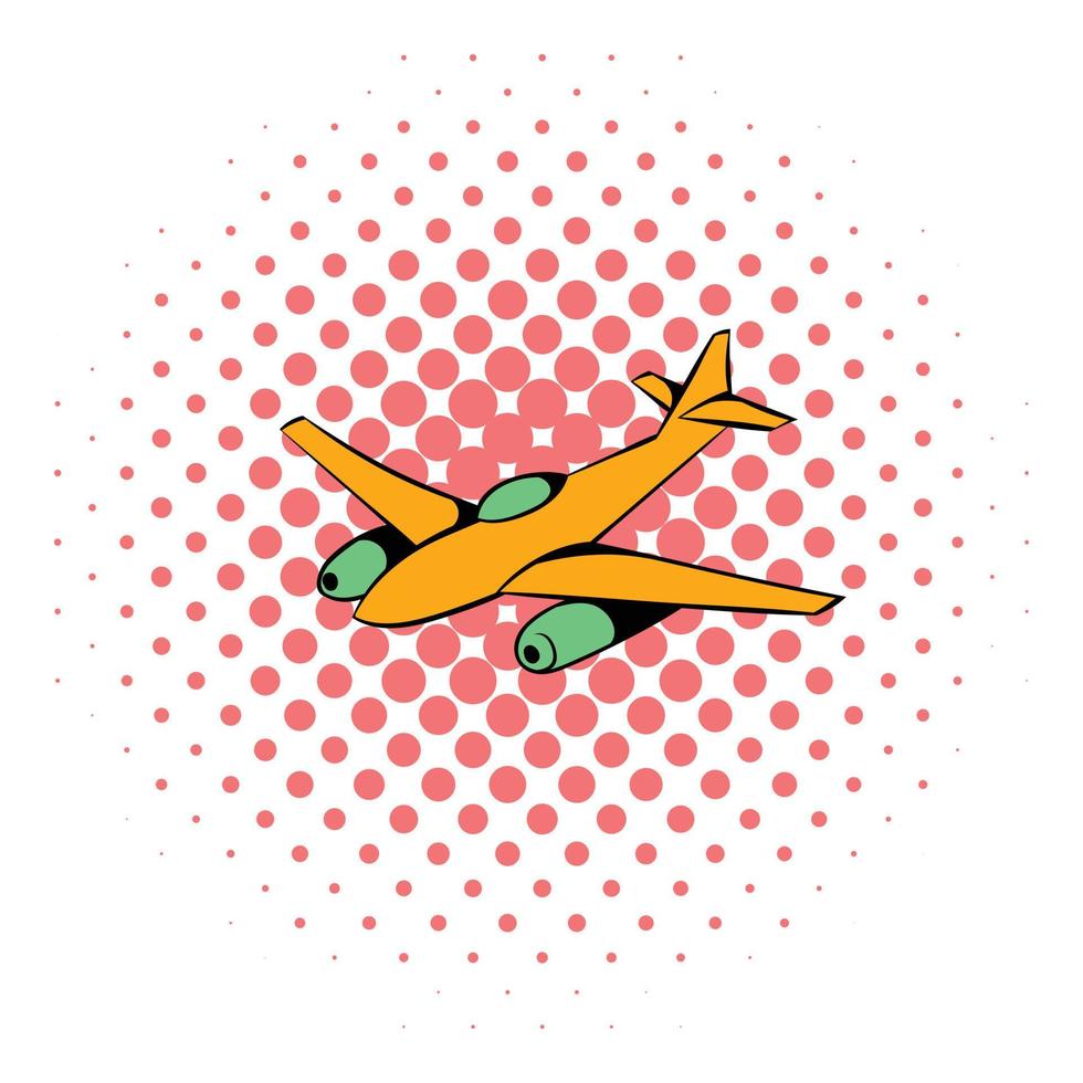 vechter vliegtuig icoon, comics stijl vector