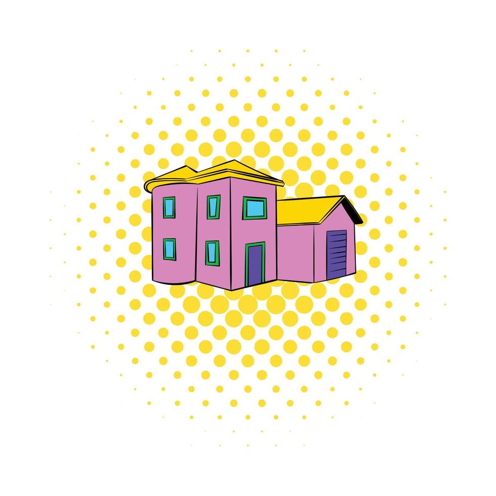 twee verdiepingen huis icoon, comics stijl vector