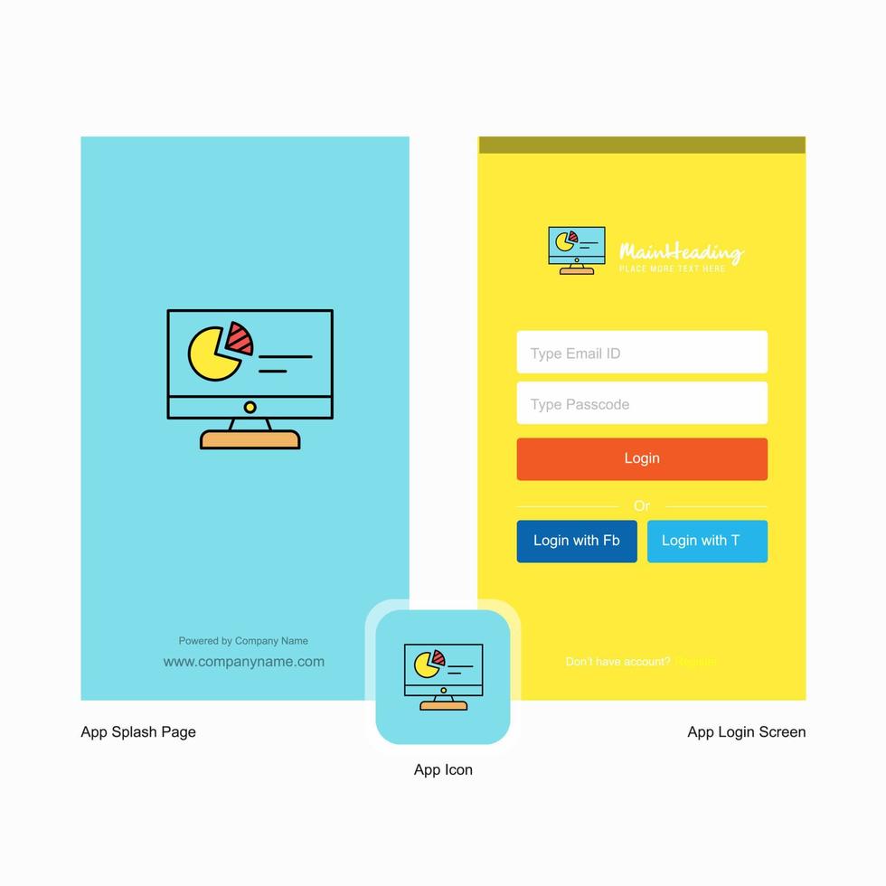 bedrijf computer presentatie plons scherm en Log in bladzijde ontwerp met logo sjabloon mobiel online bedrijf sjabloon vector