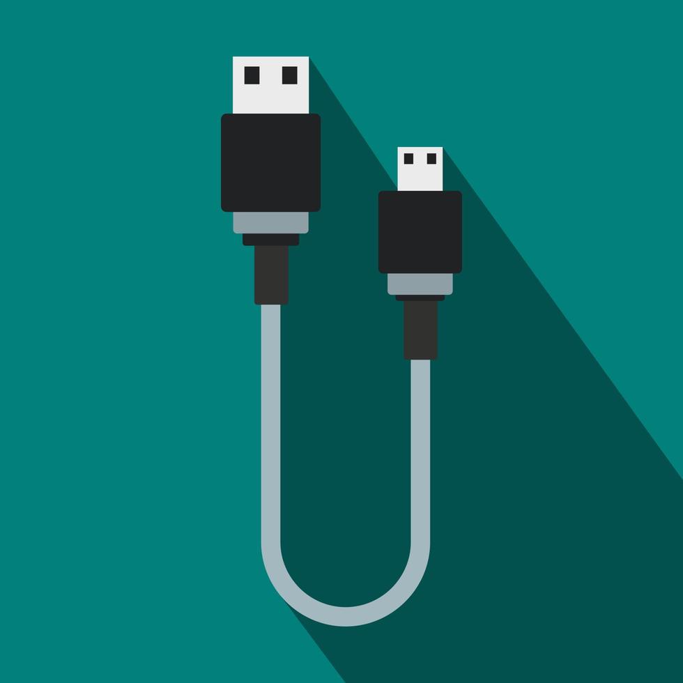 USB kabel icoon, vlak stijl vector