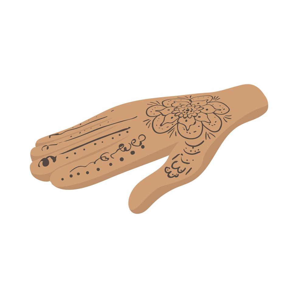 hand- met henna- tatoeages icoon, tekenfilm stijl vector