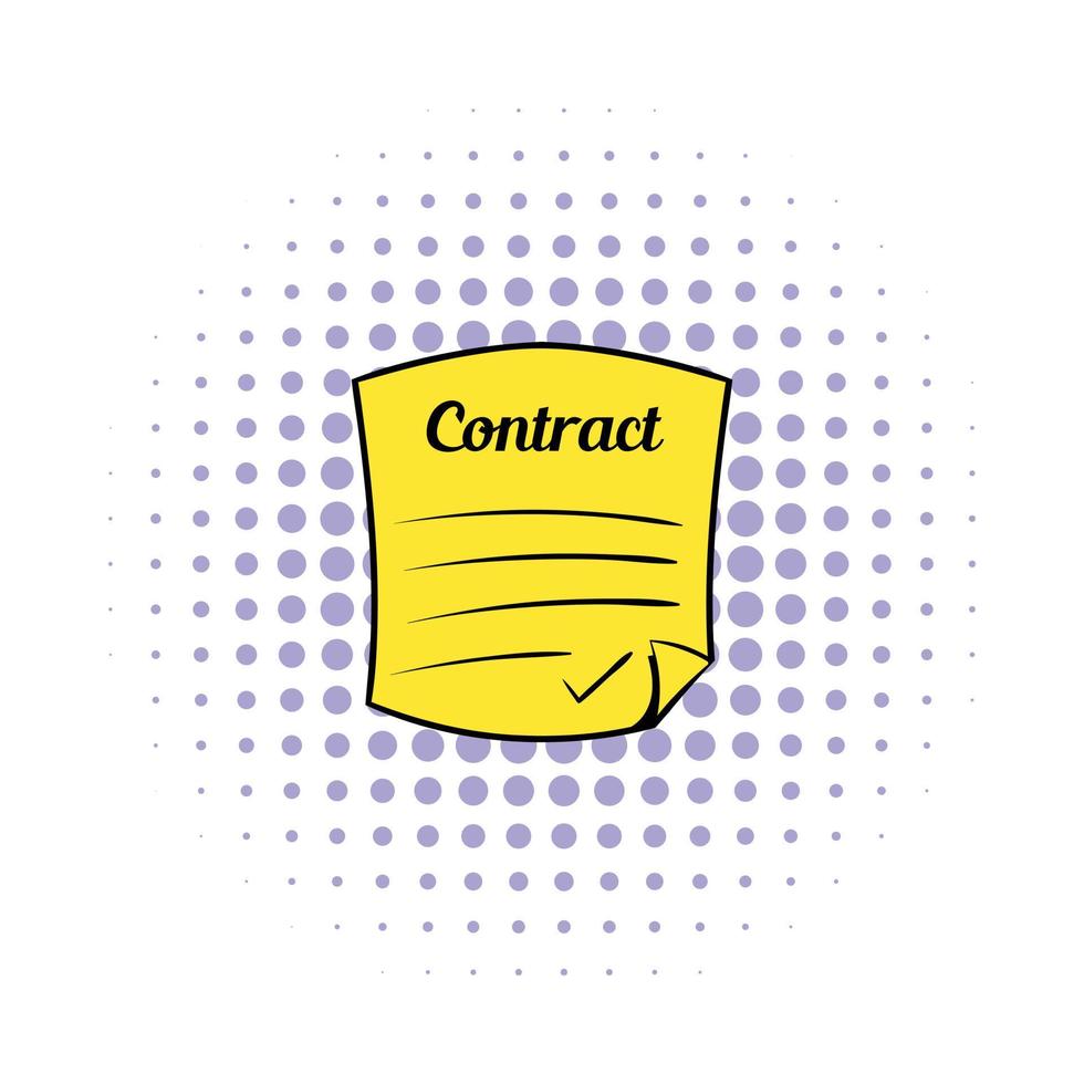 bedrijf contract icoon, comics stijl vector
